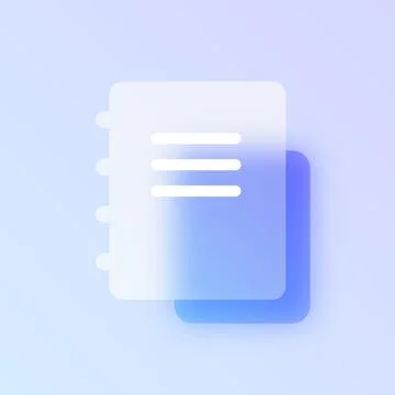 Notes notebook glassmorphism icon. Stock Illustration