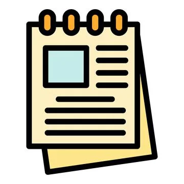 Notes in notepad icon color outline vector Stock Illustration