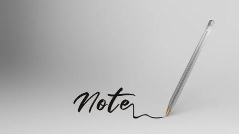 Notes, notes word written with calligraphy with Transparent plastic ball pen  Foto stock