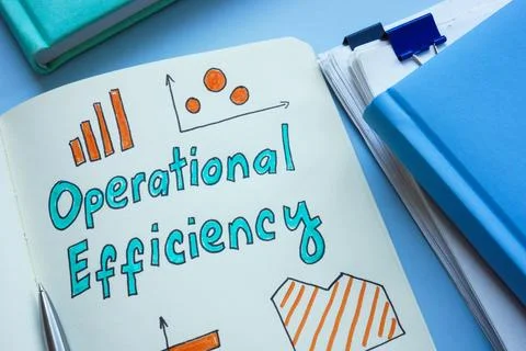 Notes on operational efficiency highlighting productivity improvements. Stock Photos