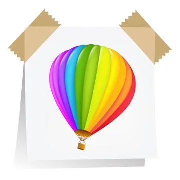 Notes paper with air balloon Stock Illustration