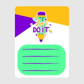 Notes paper with lets do it sticker design Stock Illustration