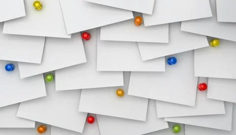 Notes paper with red push pins Stock Illustration