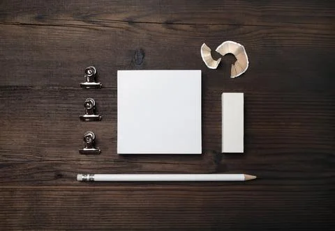 Notes, pencil, eraser Stock Photos