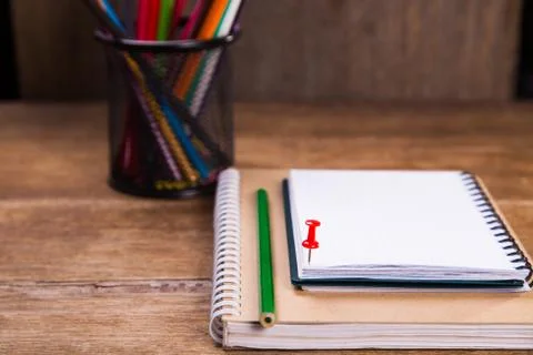 Notes with pencils Stock Photos