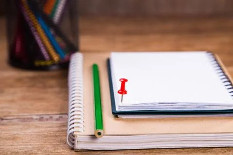 Notes with pencils Foto stock