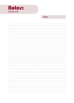 Notes of personal monthly budget planner, vector illustration. Stock Illustration