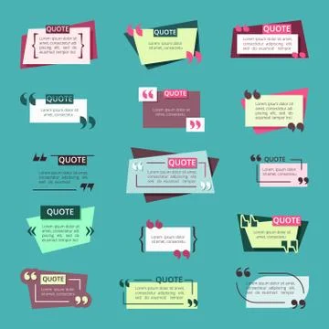 Notes quotes template large set. Wise comments poster framework conversation Stock Illustration