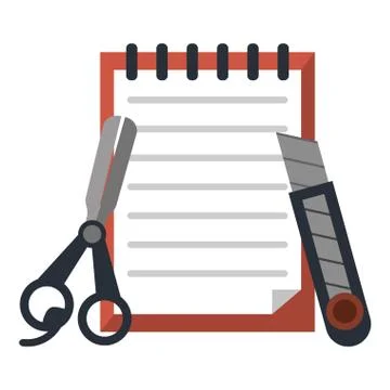 Notes with scissors and scalpel Stock Illustration