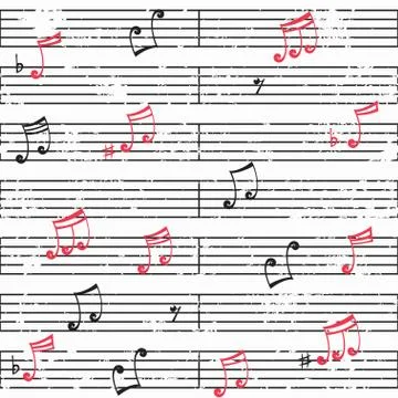 Notes seamless pattern with grunge effect Stock Illustration