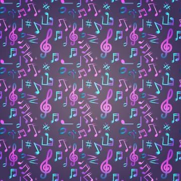 Notes Seamless Pattern Music Banner Colorful Modern Musical Poster Illustrazione stock
