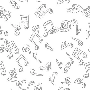 Notes seamless pattern. Music theme vector background Illustrazione stock