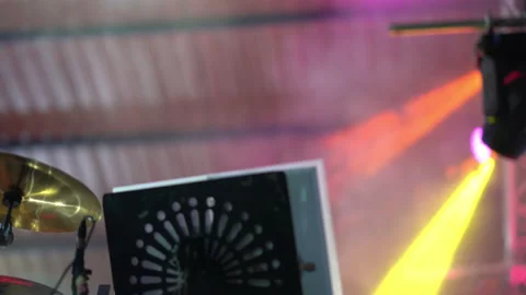 Notes song stand on blurred colorful light on concert 動画素材 152889509