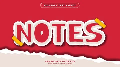 Notes Text effect editable realistic paper cut out text style Stock Illustration