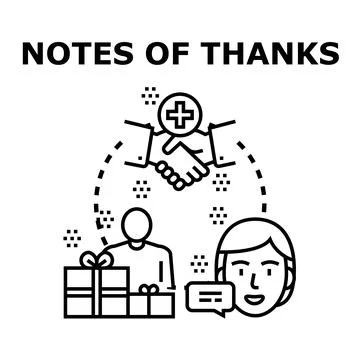Notes of thanks concept with medical support Stock Illustration