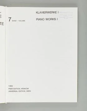 Notes Total Aussage Complete Edition piano works I Piano Works and B 7 Kar... Stock Photos