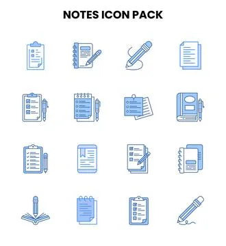Notes Two Colour Bundle Icons Pack イラスト素材