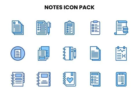 Notes Two Colour Collection Icons Pack Illustrazione stock