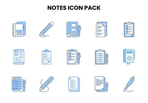 Notes Two Colour Graphics Icons Pack Stockillustratie