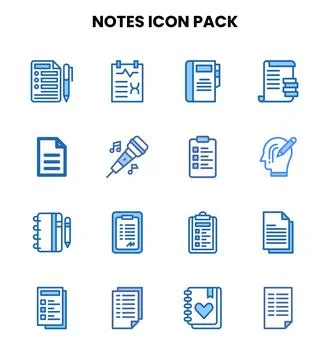 Notes Two Colour Graphics Icons Pack Illustrazione stock