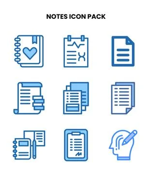 Notes Two Colour Icons Pack Illustrazione stock