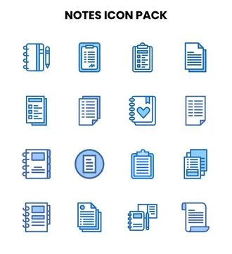 Notes Two Colour Icons Pack Stock Illustration