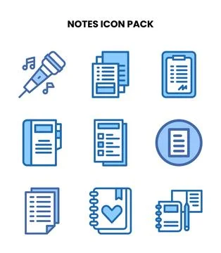 Notes Two Colour Icons Pack Stock Illustration