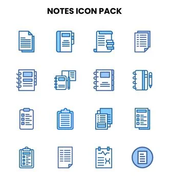 Notes Two Colour Icons Pack Illustration