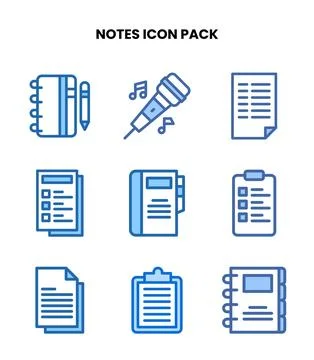 Notes Two Colour Set Icons Pack Illustrazione stock