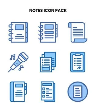 Notes Two Colour UI Icons Pack Stock Illustration