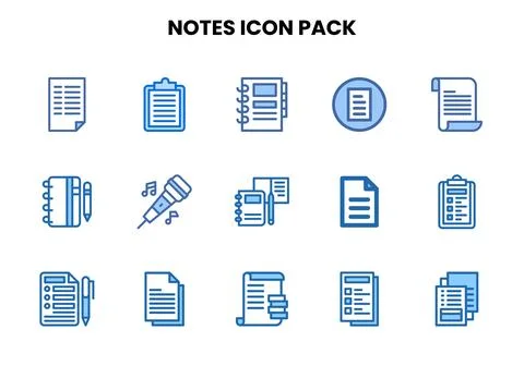 Notes Two Colour UI Icons Pack Stock Illustration