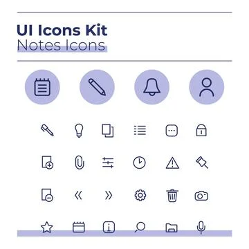 Notes UI icons kit Stock Illustration