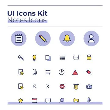 Notes UI icons kit Stock Illustration