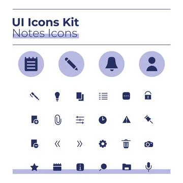 Notes UI icons kit Stock Illustration