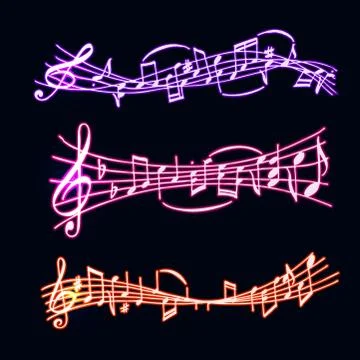 Notes vector music neon melody colorfull musician symbols sound melody text イラスト素材