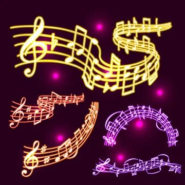 Notes vector music neon melody colorfull musician symbols sound melody text イラスト素材