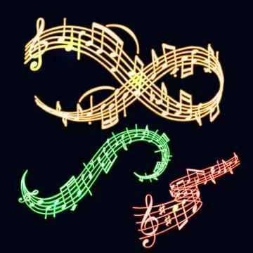 Notes vector music neon melody colorfull musician symbols sound melody text イラスト素材
