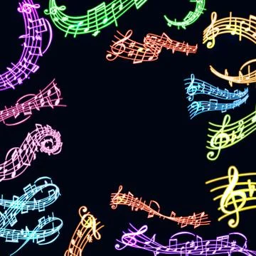 Notes vector music neon melody colorfull musician symbols sound melody text イラスト素材