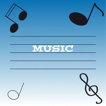 Notes, warp and treble clef. Stock Illustration