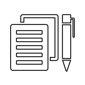 Notes, writing, document outline icon. Line art vector. Illustrazione stock
