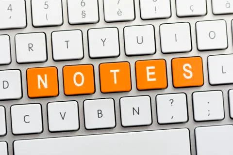 NOTES writing on white keyboard Stock Photos