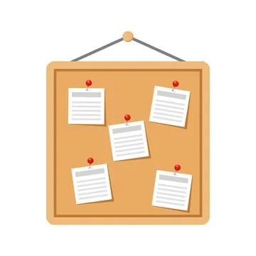 Notice board icon in flat style. Bulletin board vector illustration on isol.. Stock Illustration