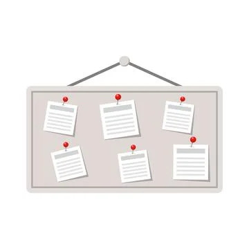 Notice board icon in flat style. Bulletin board vector illustration on isol.. Stock Illustration