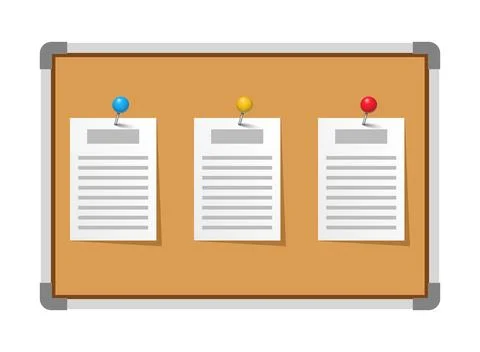 Notice board icon in flat style. Bulletin board vector illustration on isol.. Stock Illustration