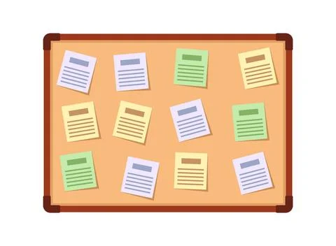 Notice board icon in flat style. Bulletin board vector illustration on isol.. Stock Illustration