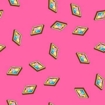 Notice board kid bedroom isometric icon seamless pattern Stock Illustration
