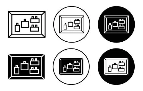Notice board with notes icon collection of outline thin line symbol or sign Stock Illustration
