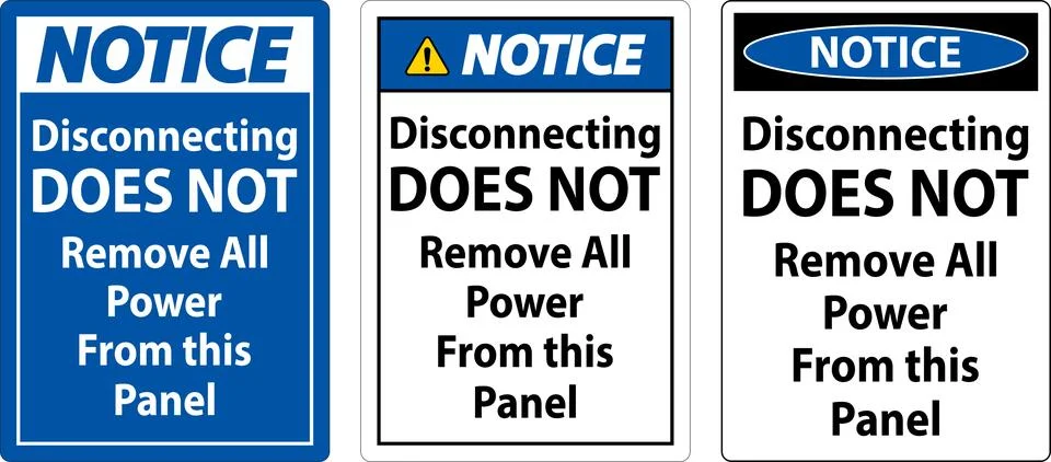 Notice Disconnecting Does Not Remove All Power From this Panel Illustrazione stock