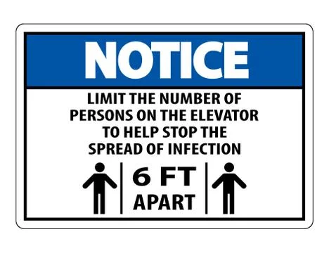 Notice Elevator Physical Distancing Sign Isolate On White Background,Vector I Stock Illustration