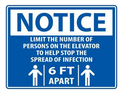 Notice Elevator Physical Distancing Sign Isolate On White Background,Vector I Stock Illustration